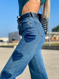 Jeans wide leg con cuori