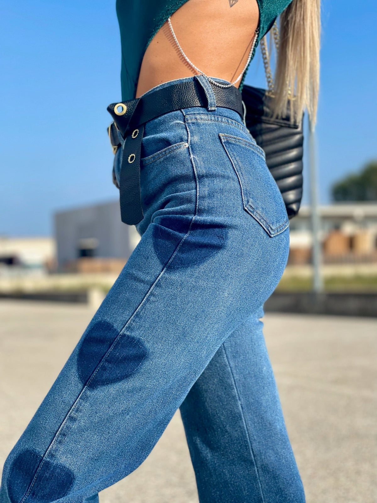 Jeans wide leg con cuori