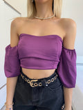 Top purple scollo a cuore