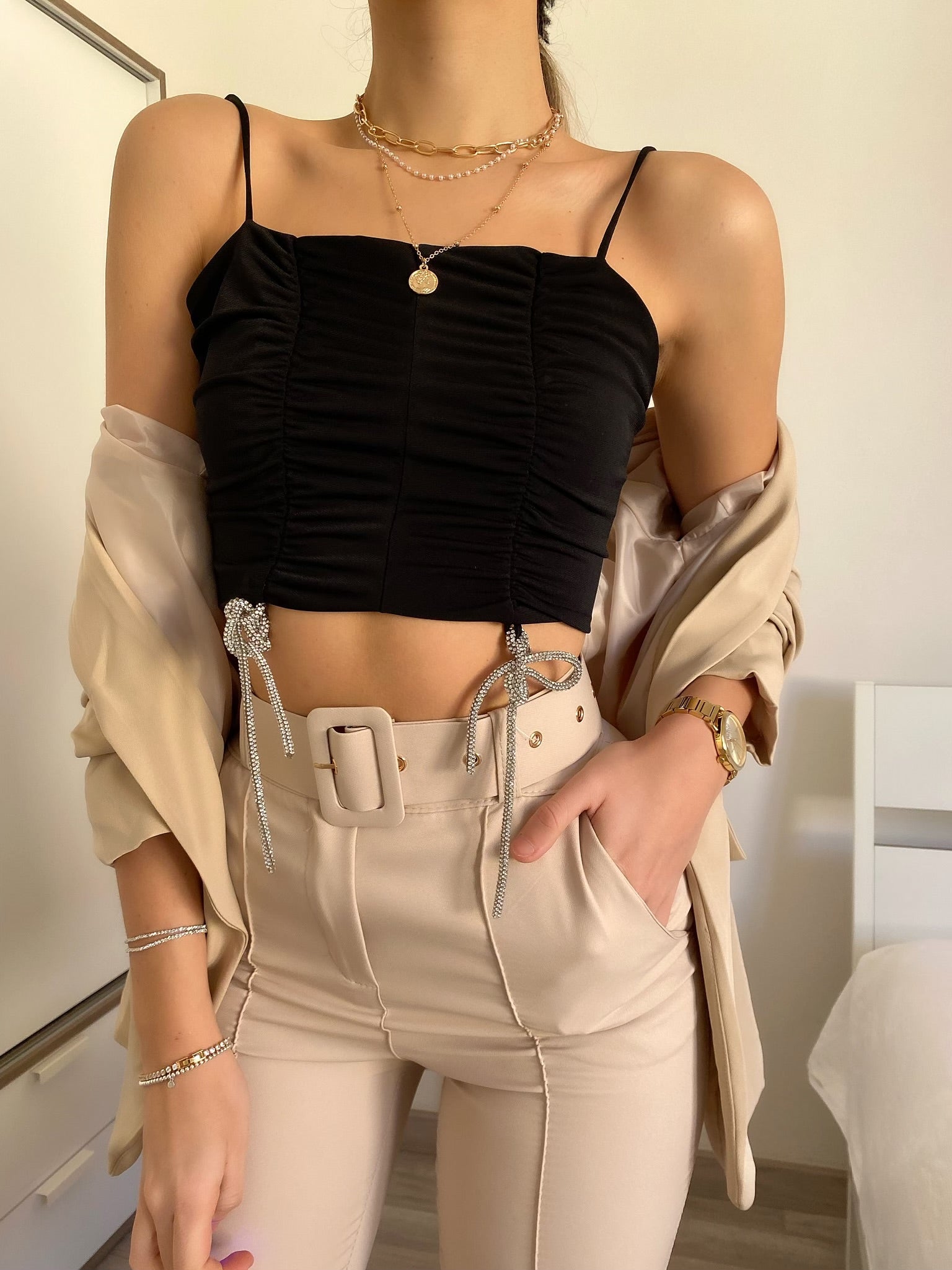 Completo giacca e pantalone beige