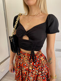 Top Nero con incroci