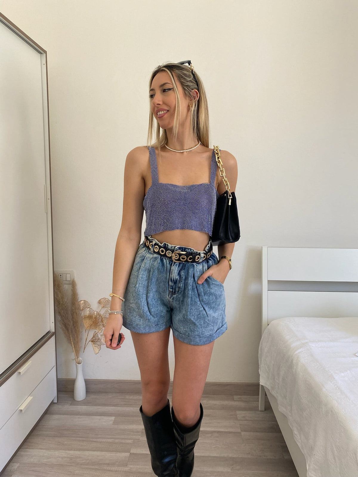 Top luxsequin blu