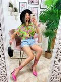Camicia crop stampa a fiori