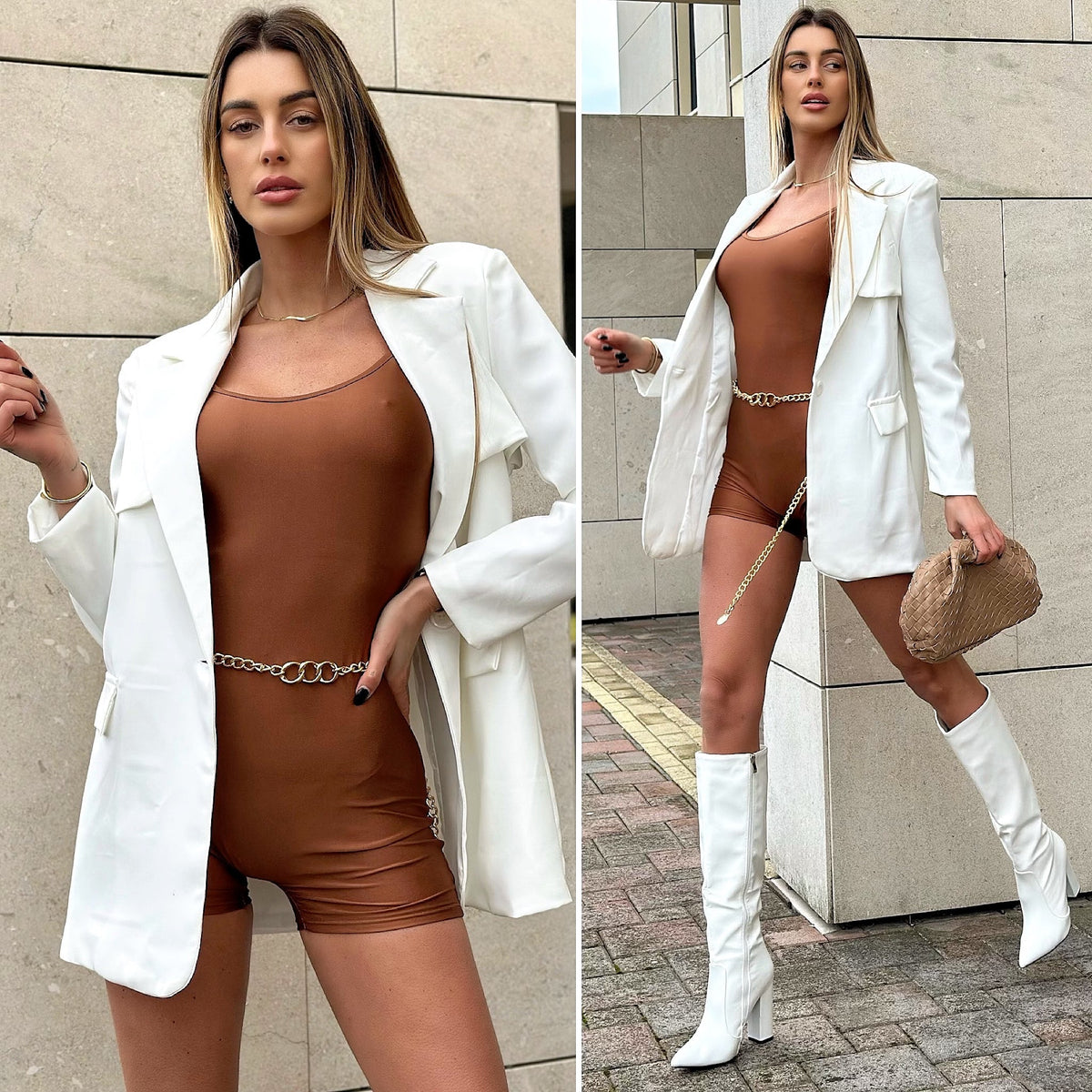 Blazer bianco con cintura
