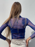 Camicia velata con corpino blu elettrico