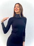Abito nero con strass argento