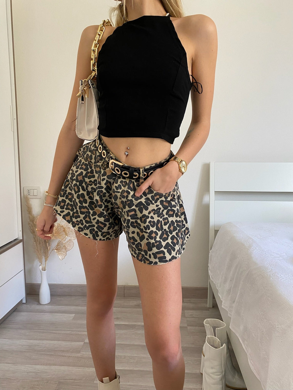 Short a farfalla animalier