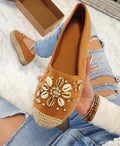 Espadrillas camel estive con conchiglie