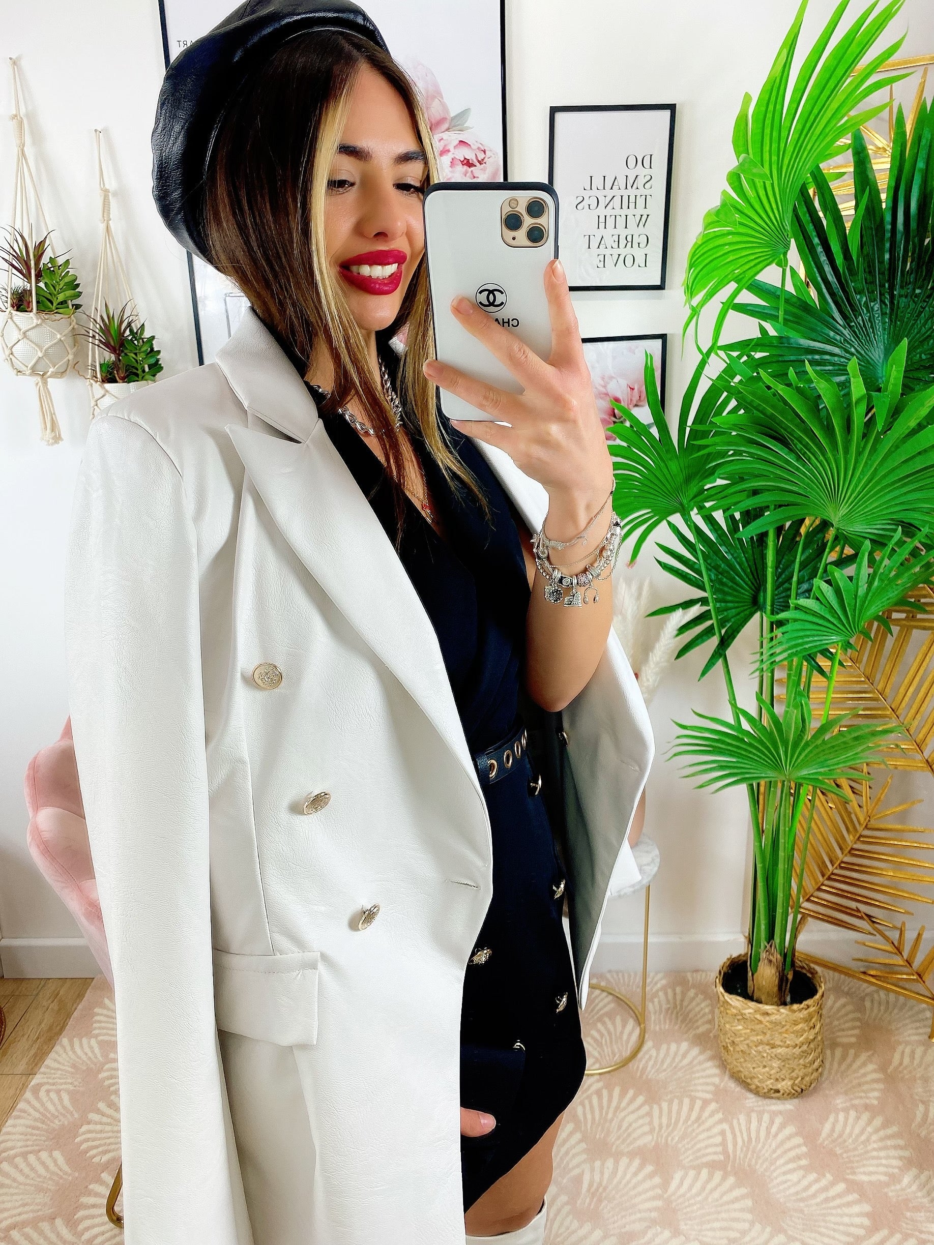 Blazer in ecopelle bianco