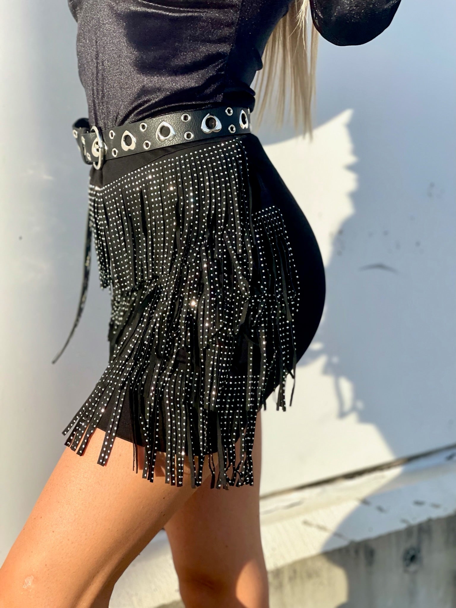 Gonna con frange e strass