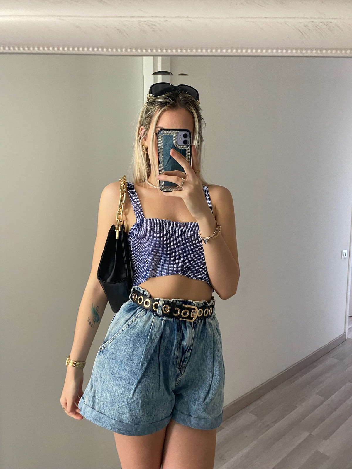 Top luxsequin blu