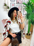 Giacca Donna Con fiori rossi