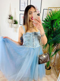 Abito in Tulle con dettagli in  jeans