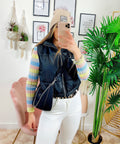 Bomber in ecopelle smanicato Nero