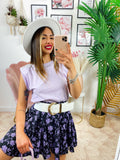 T-Shirt con perle e spalline bombate