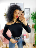 Crop top con incrocio collo