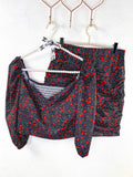 Completo gonna e top a fiori rossi