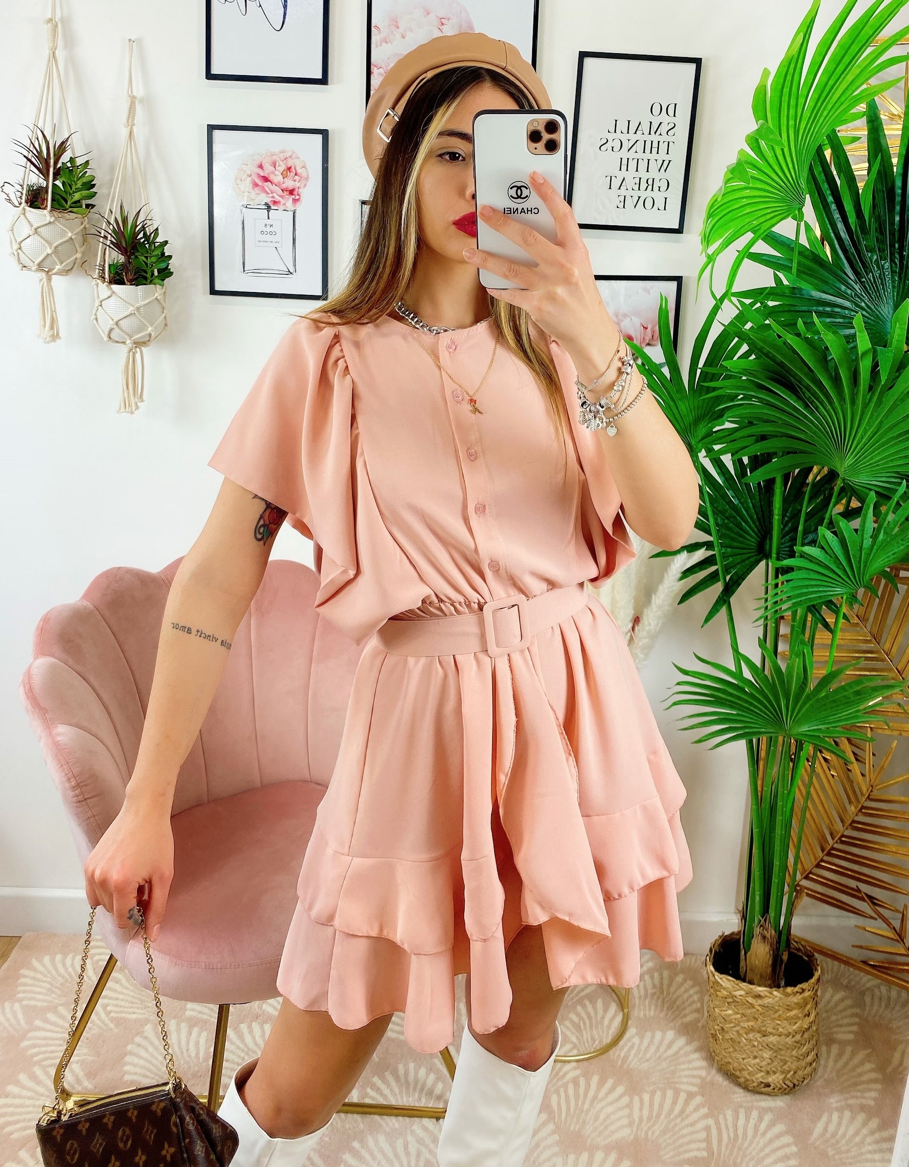 Abito con cintura Rosa