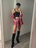 Completo giacca e Short maculato Fuxia