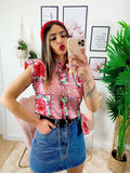 Camicia smanicata con borsetta base Rosa