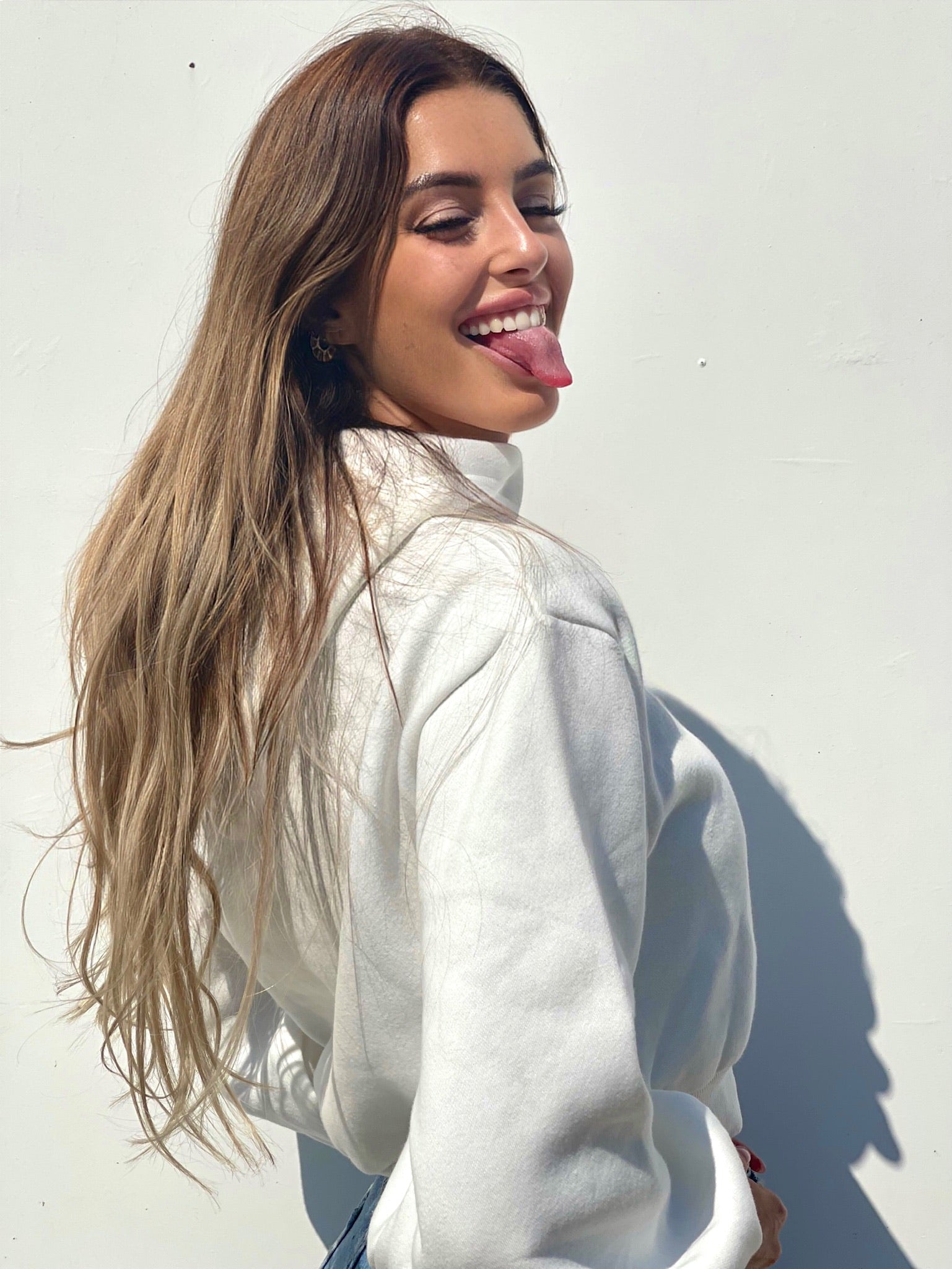 Felpa bianca manica ampia