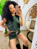 Completo sportivo maglia e short verde militare
