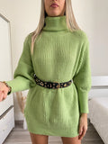 Maxi maglione top quality collo alto menta