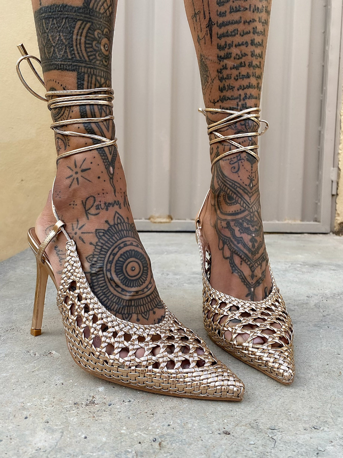 Tacchi alla schiava traforati rose gold