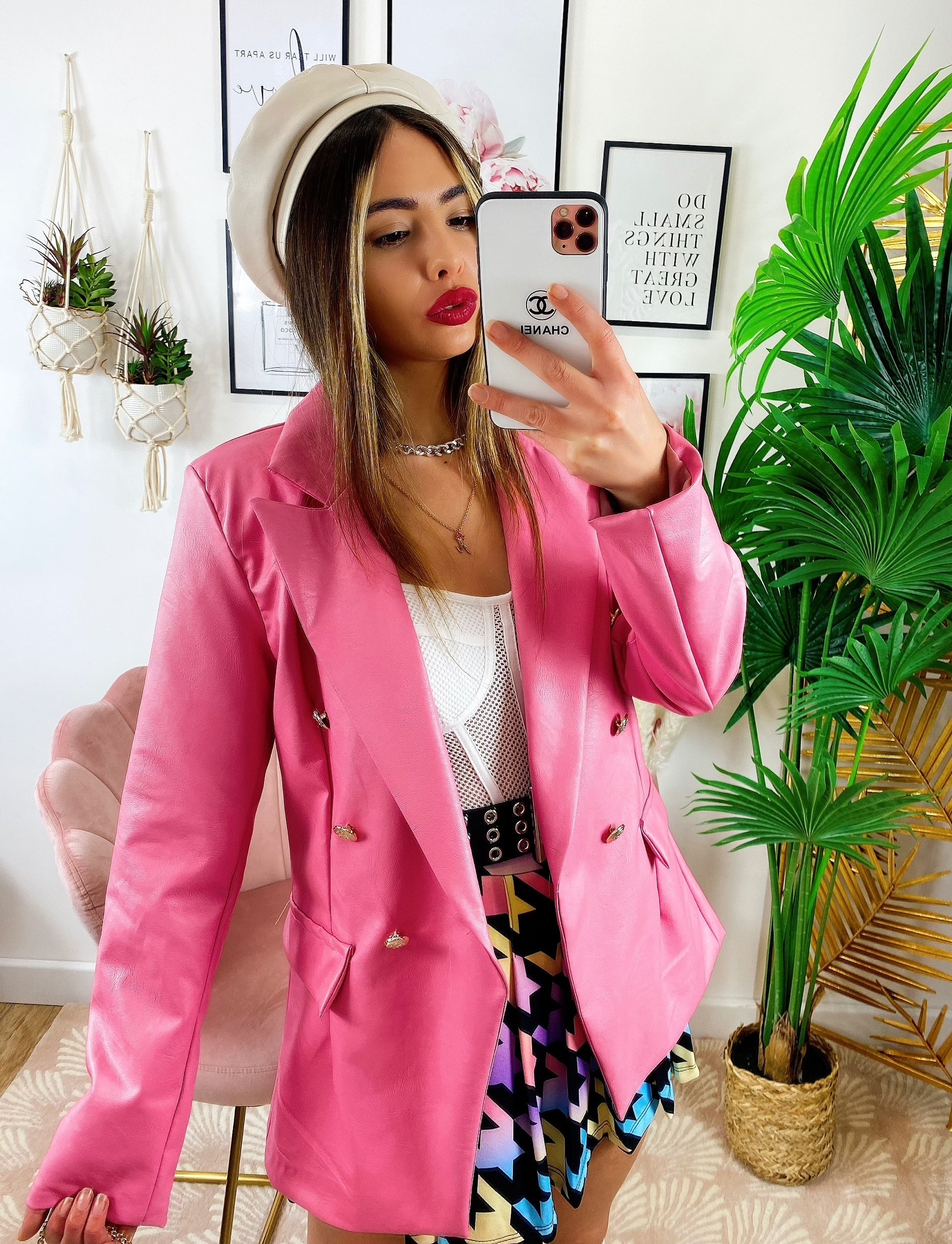 Blazer in ecopelle Rosa