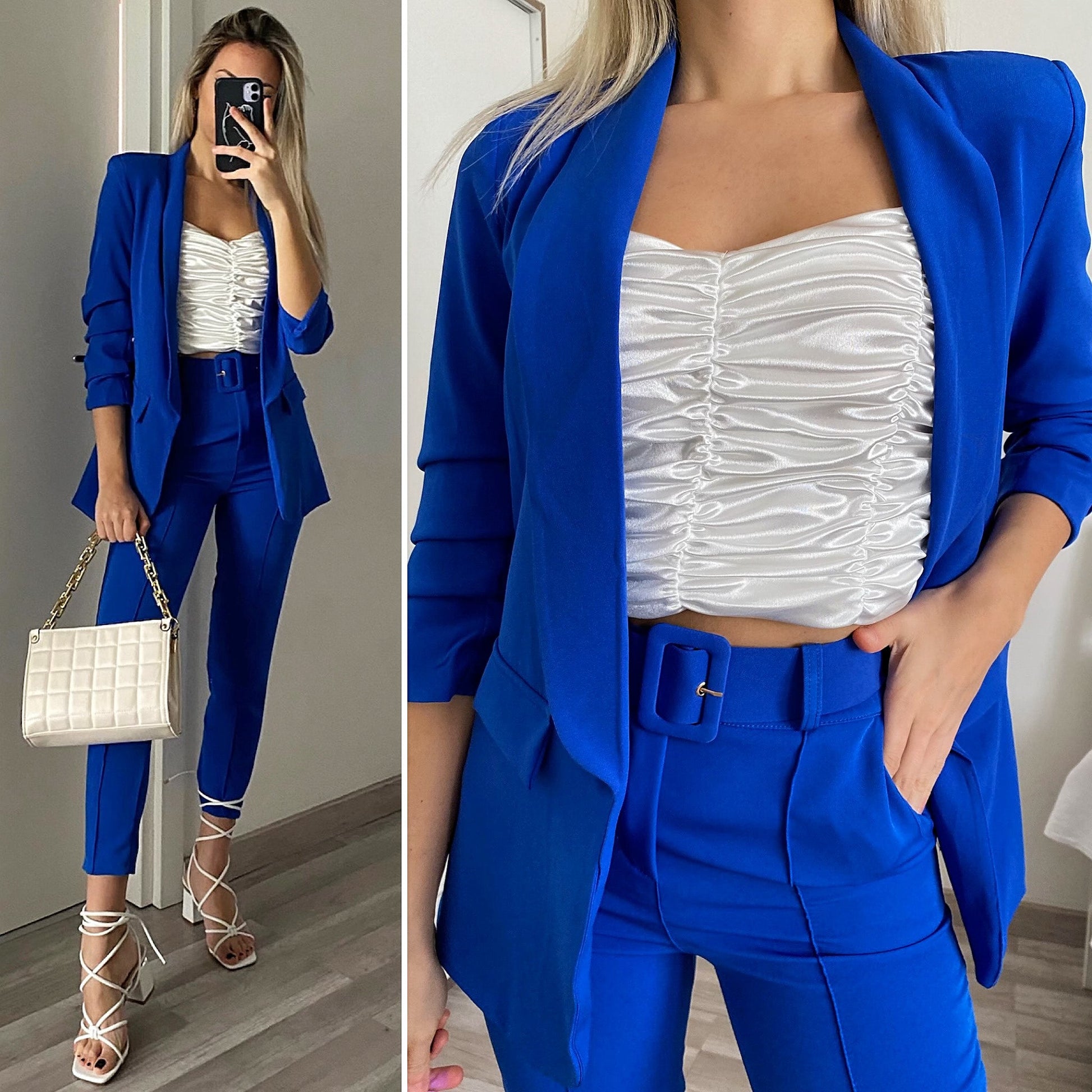 Completo giacca e pantalone blu elettrico