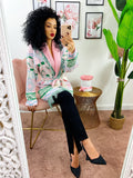 Cardigan frange e cinta rosa e verde