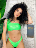 Bikini in vinile monospalla due pezzi