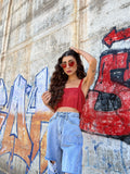 Top luxsequin rosso