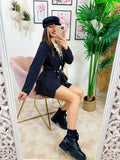 Completo Short e giacca a righe Nero