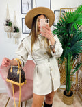 Abito a camicia con cintura beige