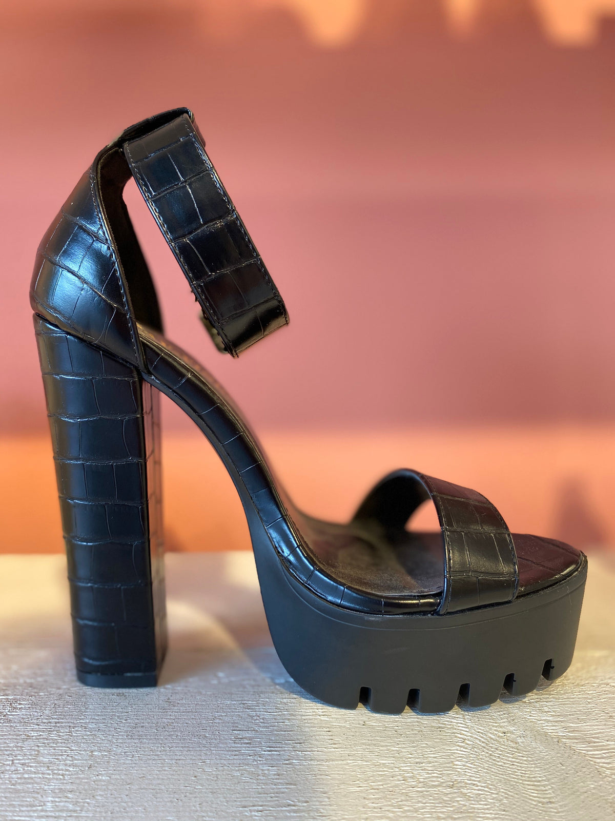 Sandali croco tacco alto