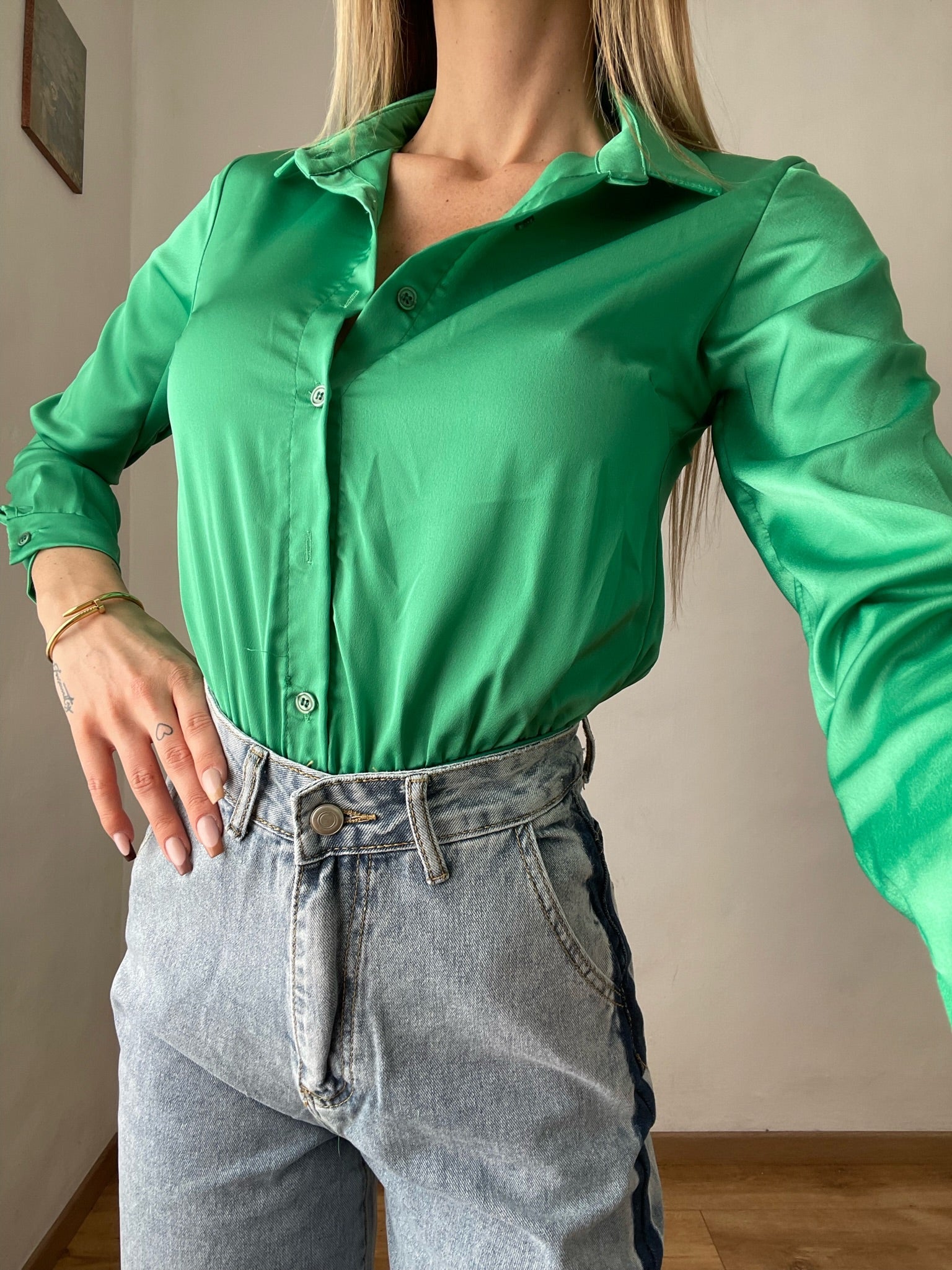 Body camicia verde smeraldo