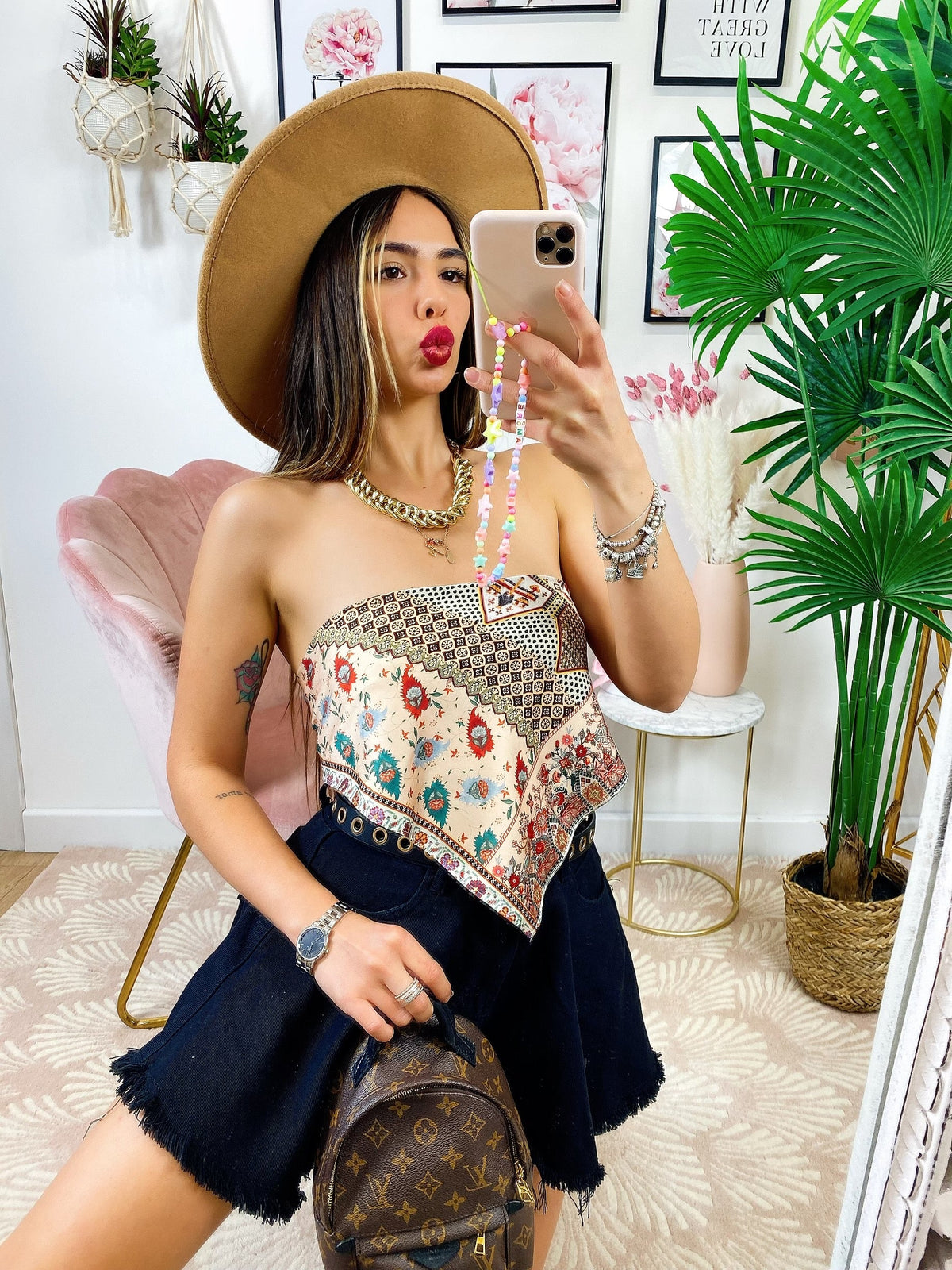 Top stampa bandana A fiori