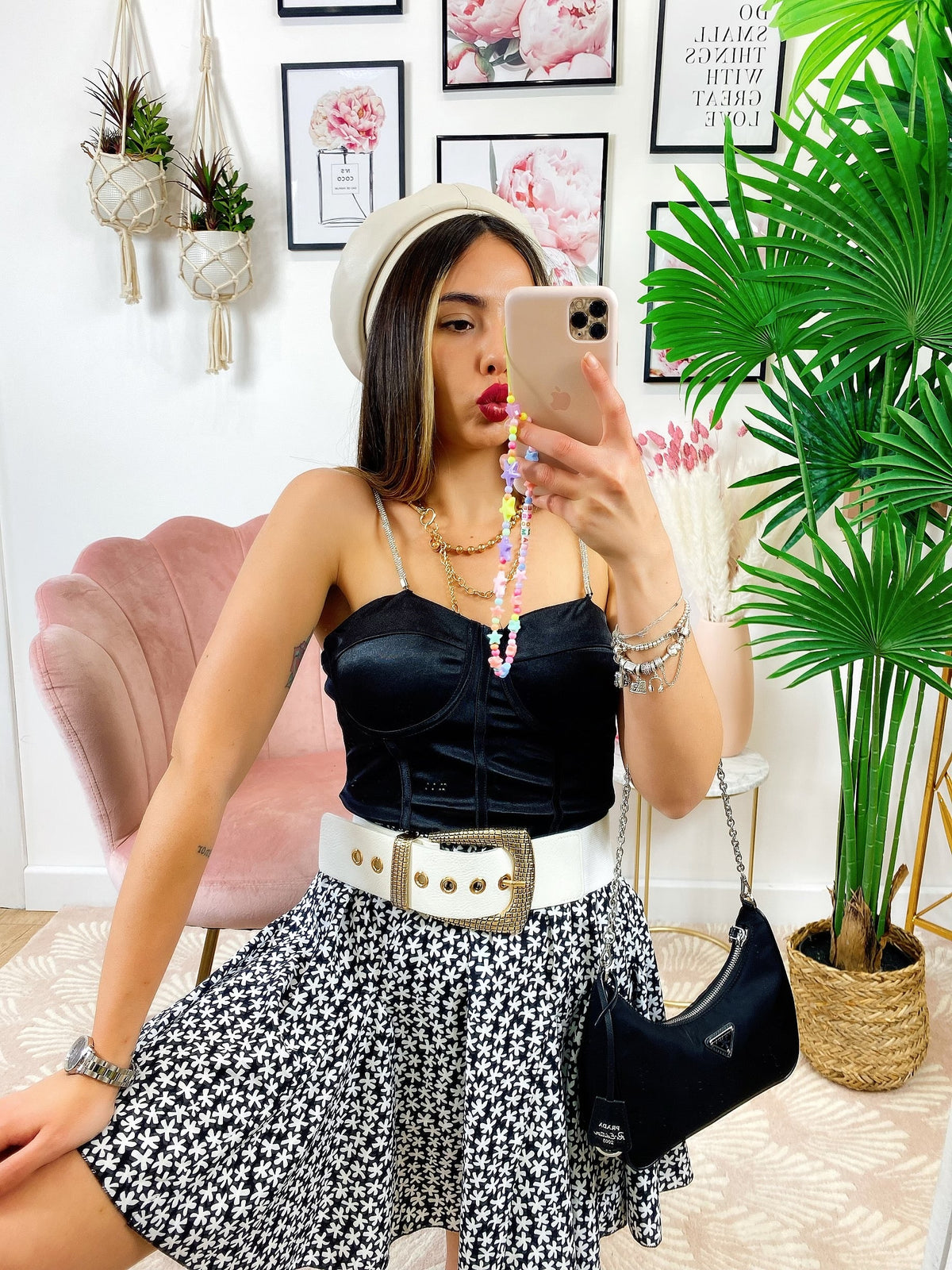 Top con catena in strass