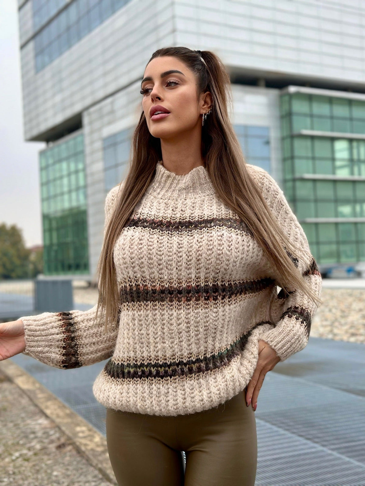 Maxi maglione con dettaglio lurex