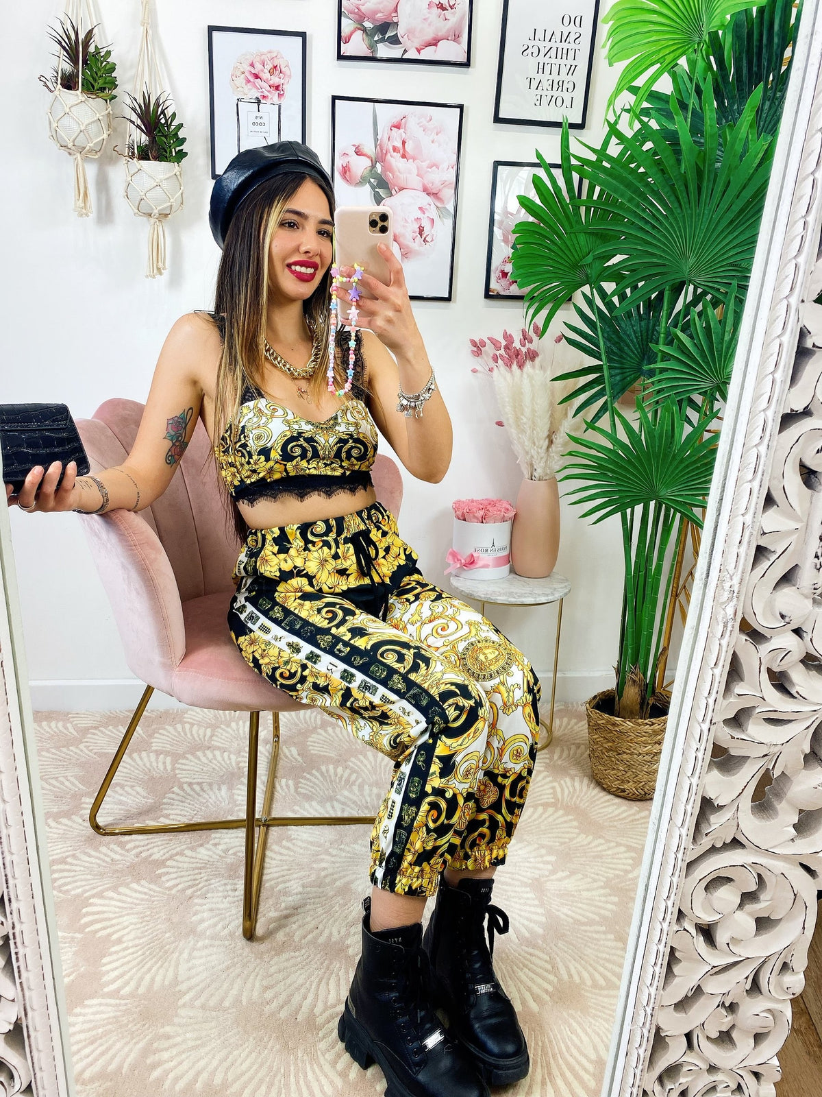 Completo Top e Pantalone etnico base Nera