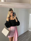Top con bottoncini nero