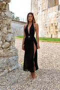 Body con gonna e cintura nero