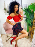 Top arricciato rosso