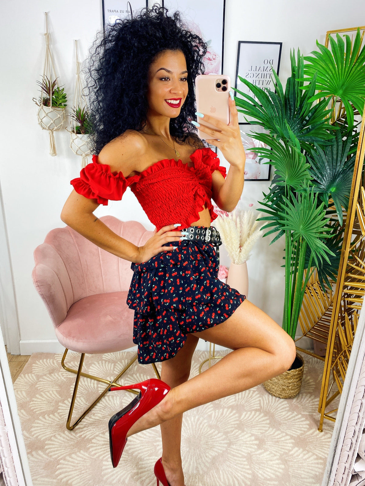 Top arricciato rosso