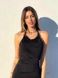 Abito nero con incrocio sulla schiena
