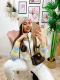 Bomber in ecopelle smanicato Bianco