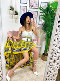 Gonna asimmetrica giallo blu