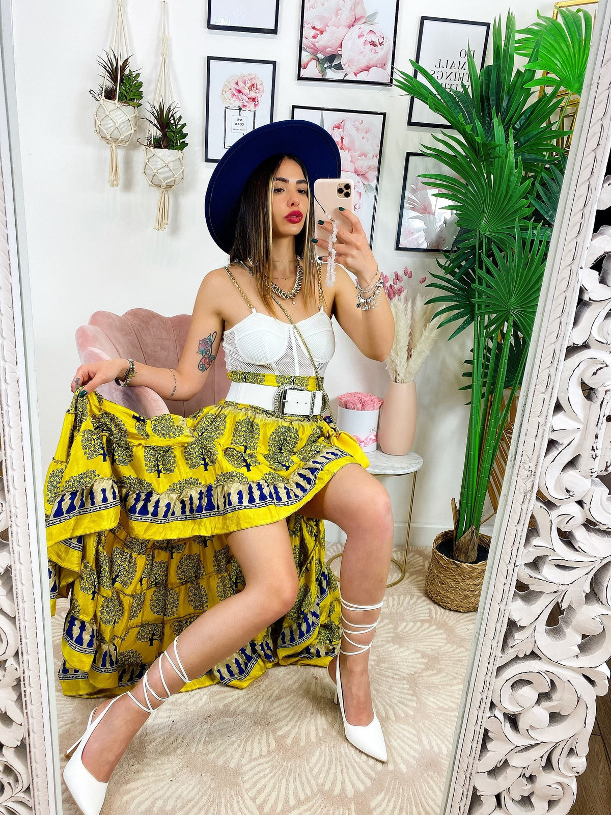 Gonna asimmetrica giallo blu