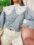 Maglione top quality collo Camicetta celeste